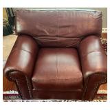 SR - Brown Leather Armchair with Nailhead Trim