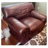 SR - Brown Leather Armchair with Nailhead Trim