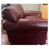 SR - Brown Leather Armchair with Nailhead Trim