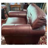 SR - Brown Leather Armchair with Nailhead Trim