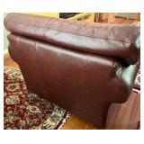 SR - Brown Leather Armchair with Nailhead Trim
