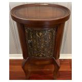 SR - Ornate Wooden Side Table with Storage Cabinet