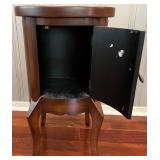 SR - Ornate Wooden Side Table with Storage Cabinet