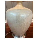 SR - Pair of Table Lamps with Cream Ceramic Base and Fabric Shades