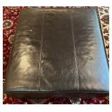 SR - Brown Leather Ottoman with Chrome Legs