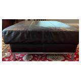 SR - Brown Leather Ottoman with Chrome Legs