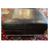 SR - Brown Leather Ottoman with Chrome Legs