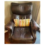SR - Brown Leather Recliner Chair with Pillow