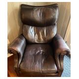 SR - Brown Leather Recliner Chair with Pillow