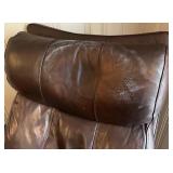 SR - Brown Leather Recliner Chair with Pillow