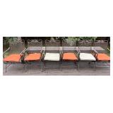 Deck - Set of 6 Metal Outdoor Patio Chairs with Armrests and Cushions