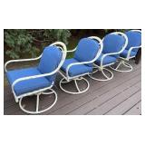 Deck - Set of 4 Grandin Road Outdoor Swivel Patio Chairs with Sunbrella Cushions