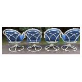 Deck - Set of 4 Grandin Road Outdoor Swivel Patio Chairs with Sunbrella Cushions