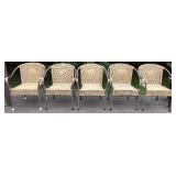 Deck - Set of 5 Wicker Outdoor Patio Chairs with Metal Frames