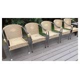 Deck - Set of 5 Wicker Outdoor Patio Chairs with Metal Frames