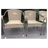 Deck - Set of 5 Wicker Outdoor Patio Chairs with Metal Frames