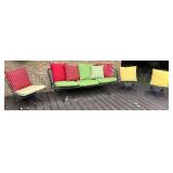 Deck - Mid-Century Modern Wire Patio Set with Bench and 3 Chairs