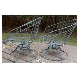 Deck - Mid-Century Modern Wire Patio Set with Bench and 3 Chairs