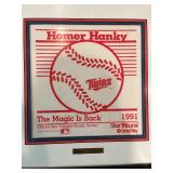 LL- 1991 Minnesota Twins World Champions Memorabilia Collection with Framed Cereal Boxes and Homer Hanky