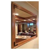 LL - Elegant Carved Wood Buffet with Marble Top and Matching Mirror