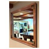 LL - Elegant Carved Wood Buffet with Marble Top and Matching Mirror