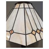 LL - Stained Glass Mission Style Floor Lamp with Wooden Base
