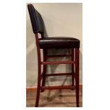 LL - Set of 4 Pier 1 Imports Italian Tall Bar Stools with Brown Faux Leather Upholstery