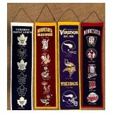 LL - Set of 4 Sports Franchise Heritage Wall Banners Minnesota Vikings Twins Maple Leafs Gophers