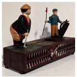 LL - Vintage Cast Iron Birdie Putt Mechanical Bank Hand Painted