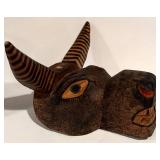 LL - Vintage Hand Carved Wooden Toro Bull Mask