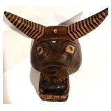 LL - Vintage Hand Carved Wooden Toro Bull Mask