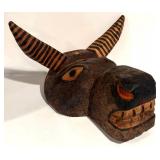 LL - Vintage Hand Carved Wooden Toro Bull Mask
