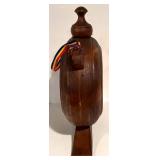 LL - Vintage 1970s Carved Wooden Wine Vessel Dracula Bran Castle Folk Art