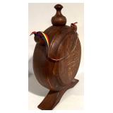 LL - Vintage 1970s Carved Wooden Wine Vessel Dracula Bran Castle Folk Art