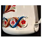 LL - Vintage Berggren Designed Enamel Teapot and Decorative Tile Set