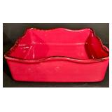 LL - Collection of Red Ceramic Serveware and Decor - Casserole, Pitcher, Vases, Mug, Floral Plate