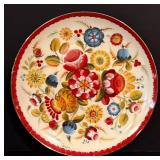 LL - Collection of Red Ceramic Serveware and Decor - Casserole, Pitcher, Vases, Mug, Floral Plate