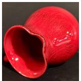 LL - Collection of Red Ceramic Serveware and Decor - Casserole, Pitcher, Vases, Mug, Floral Plate