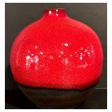 LL - Collection of Red Ceramic Serveware and Decor - Casserole, Pitcher, Vases, Mug, Floral Plate