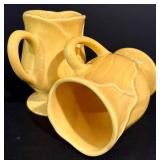 LL - Ceramic Kitchenware Set with Leaf Platter, Lidded Tureen, and Yellow Mugs