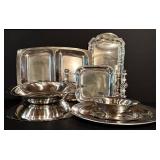 LL - Vintage Collection of Silver Plated Serving Trays and Bowls