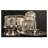 LL - Vintage Collection of Silver Plated Serving Trays and Bowls