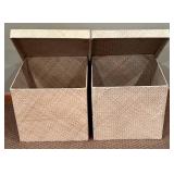 LL - Pair of Woven Storage Boxes with Lids 12x13.5 Inches