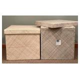 LL - Pair of Woven Storage Boxes with Lids 12x13.5 Inches
