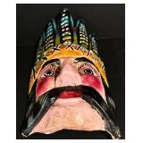 LL - Pair of Vintage Hand-Painted Wooden Folk Art Masks