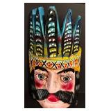 LL - Pair of Vintage Hand-Painted Wooden Folk Art Masks