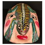 LL - Pair of Vintage Hand-Painted Wooden Folk Art Masks