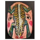 LL - Pair of Vintage Hand-Painted Wooden Folk Art Masks