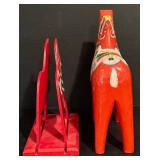 LL - Vintage Swedish Wooden Decor Collection with Dala Horses and Candleholder