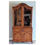 LR - Vintage French Provincial Display Cabinet with Carved Details